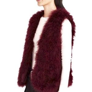 Club Monaco Deep Burgundy Faux Fur Vest